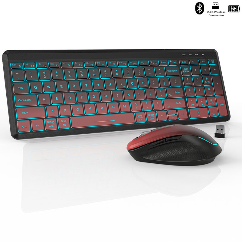 Gaming Keyboard Bundle - RGB Backlit Silent Wireless Teclado e