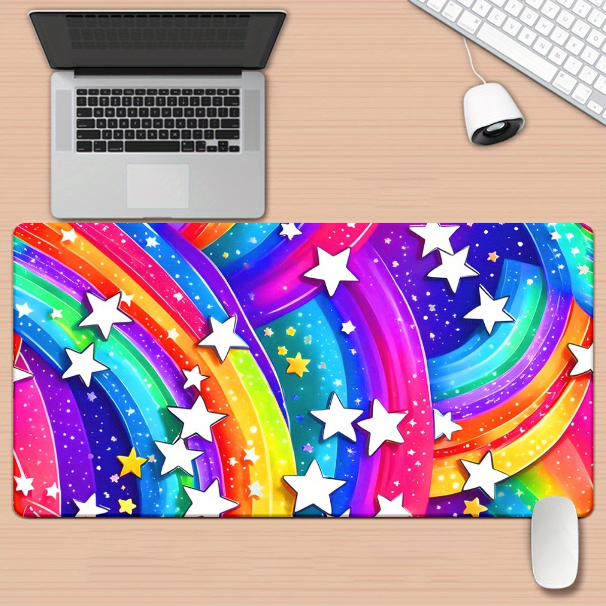 Gaming Keyboard Brand - Mousepad XXL Estrela Arco-Íris com Impressão