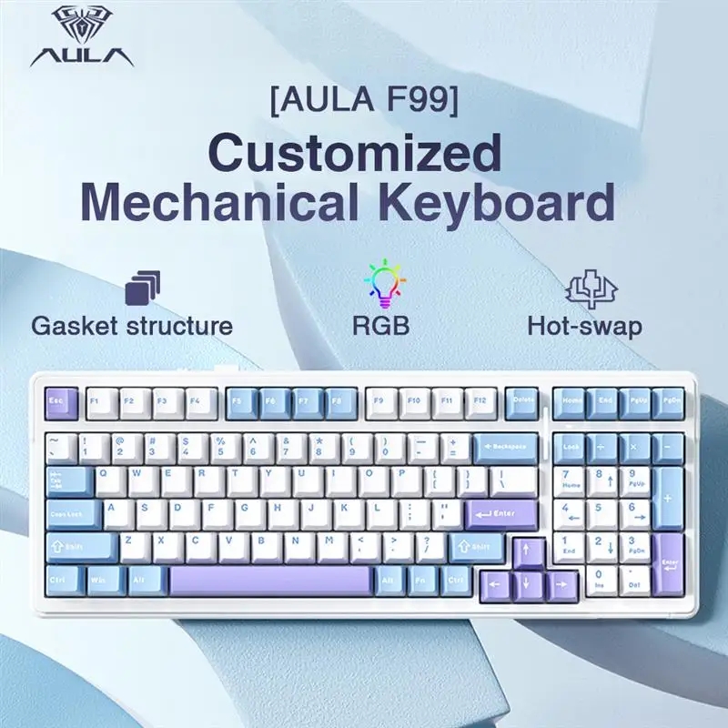Gaming Keyboard Bundle - Aula f99 teclado mecânico para jogos,
