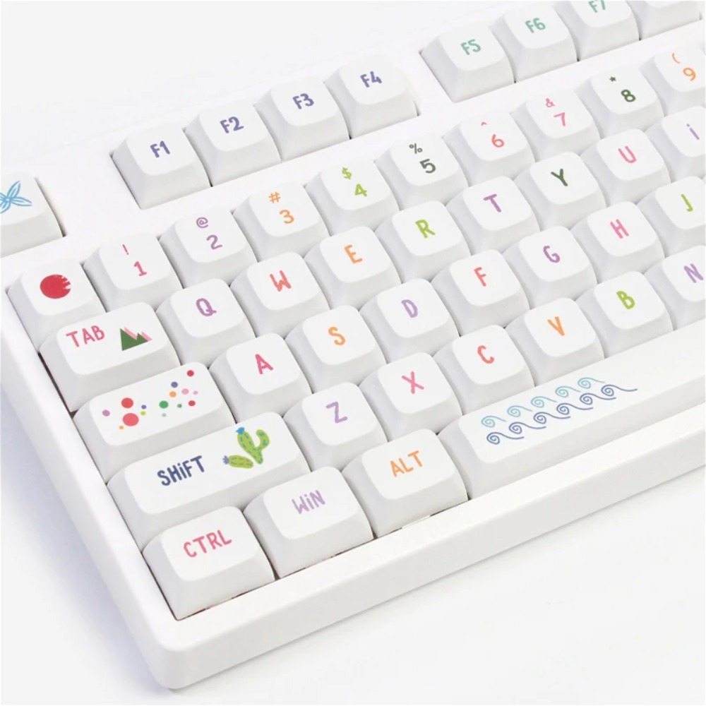 Gaming Keyboard Tkl - Teclas vibrantes de arte de verão,