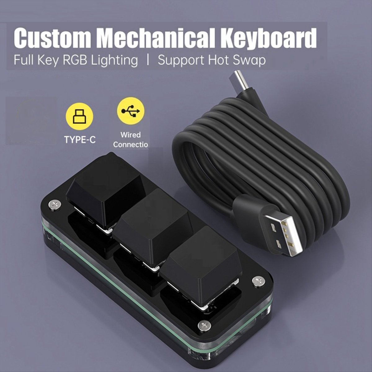 Keyboard Gaming Black - Teclado Mini de Programação Macro com