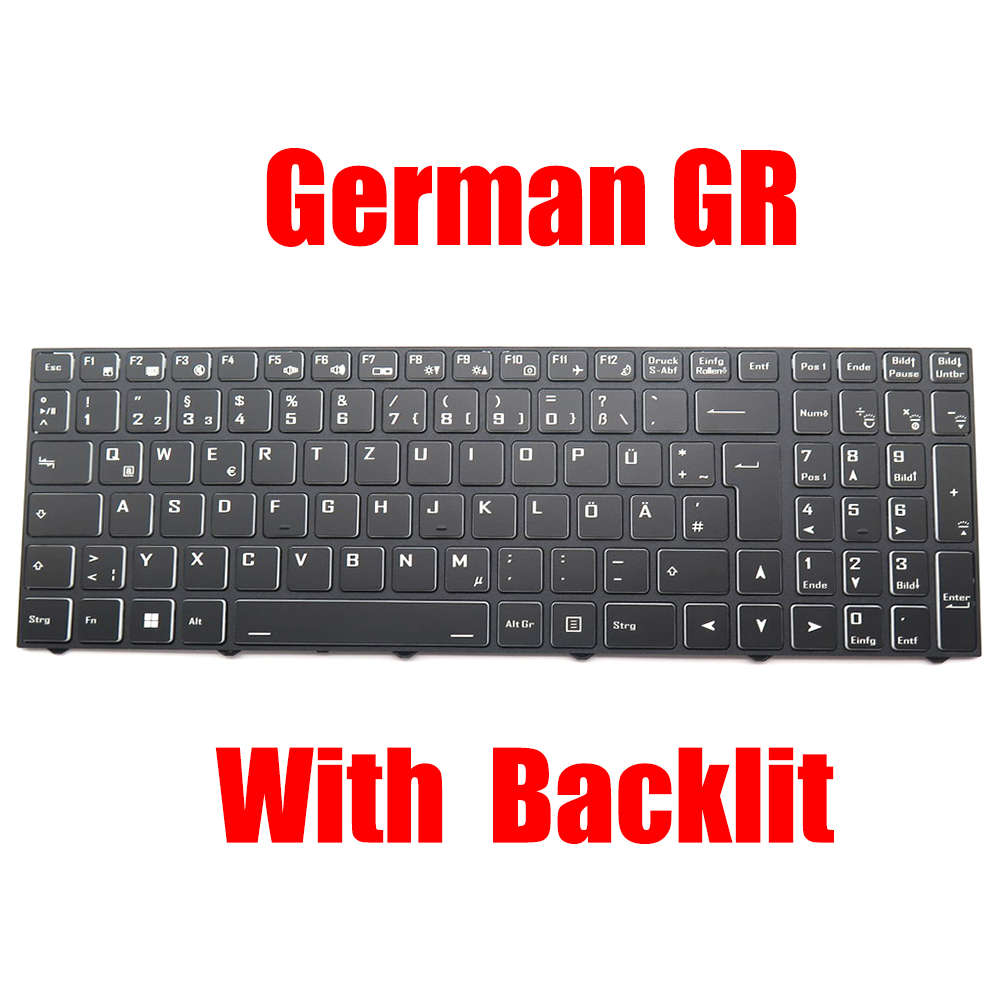 Keyboard Gaming Black - Teclado de laptop alemão gr para