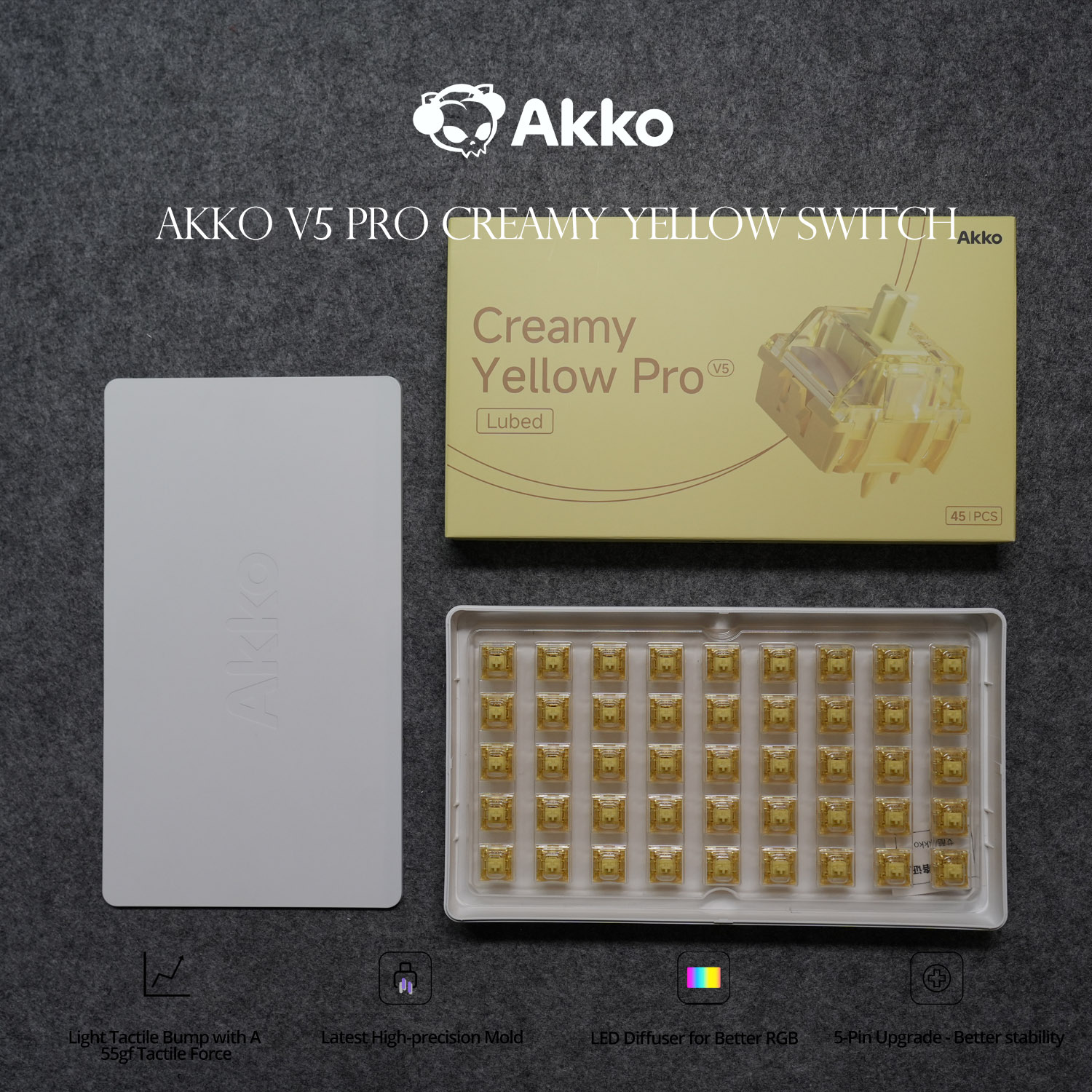Keyboard Lube Kit - Akko V5 Pro Interruptor Amarelo Creme
