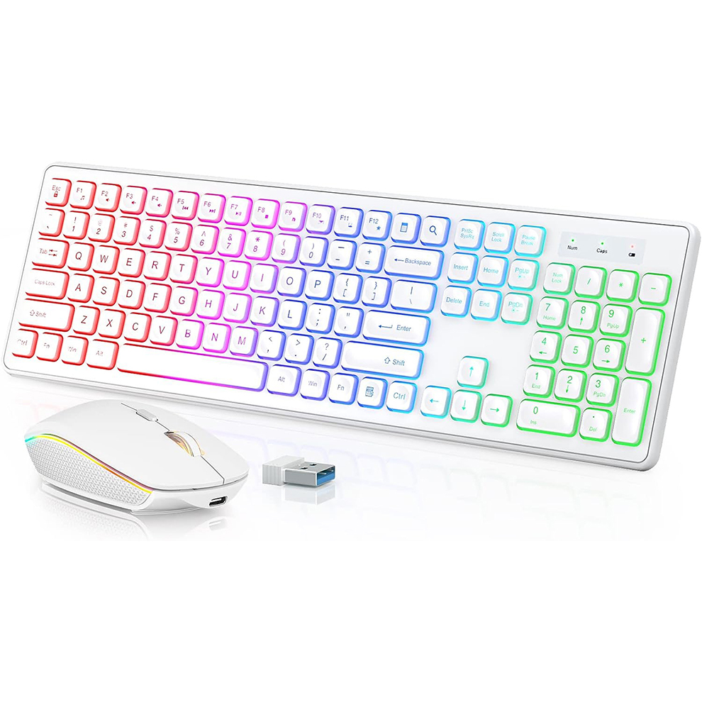 Gaming Keyboard Bundle - Teclado e mouse sem fio retroiluminados,