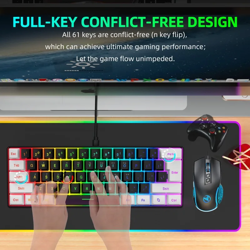 Kit de Teclado e Mouse 60% par - Gaming Keyboard And Mouse For Xbox avaliação e preço