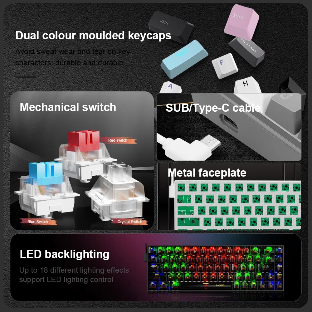 E-YOOO-Mini Slim Teclado Mecân - Gaming Keyboard E Yooso avaliação e preço