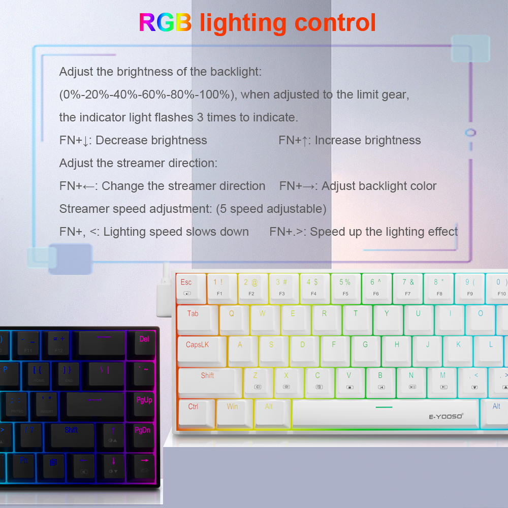 E-YOOSO z686 rgb usb 60% mini  - Gaming Keyboard E Yooso avaliação e preço