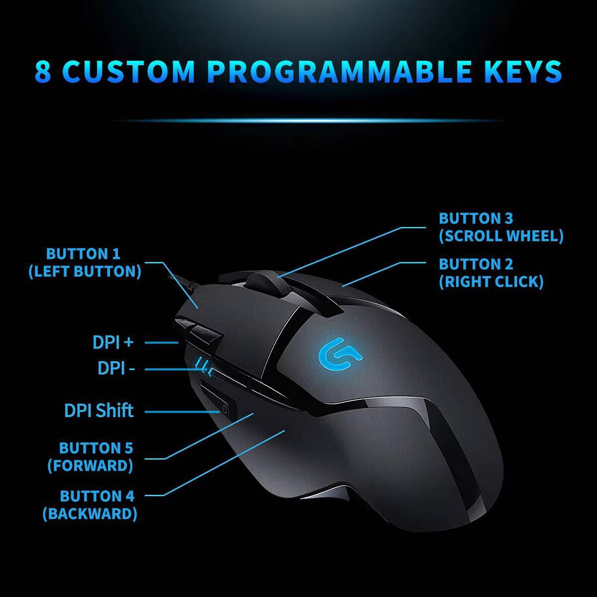 Mouse com Fio Logitech G402, V - Logitech Mouse G203 avaliação e preço