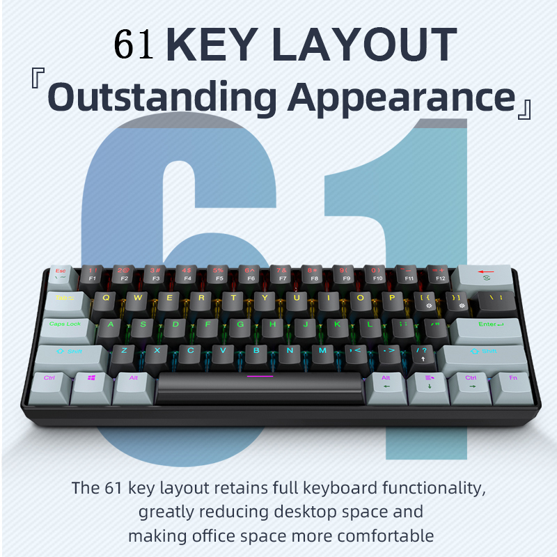 Teclado Mecânico Gamer K61 com - Gaming Keyboard Half avaliação e preço