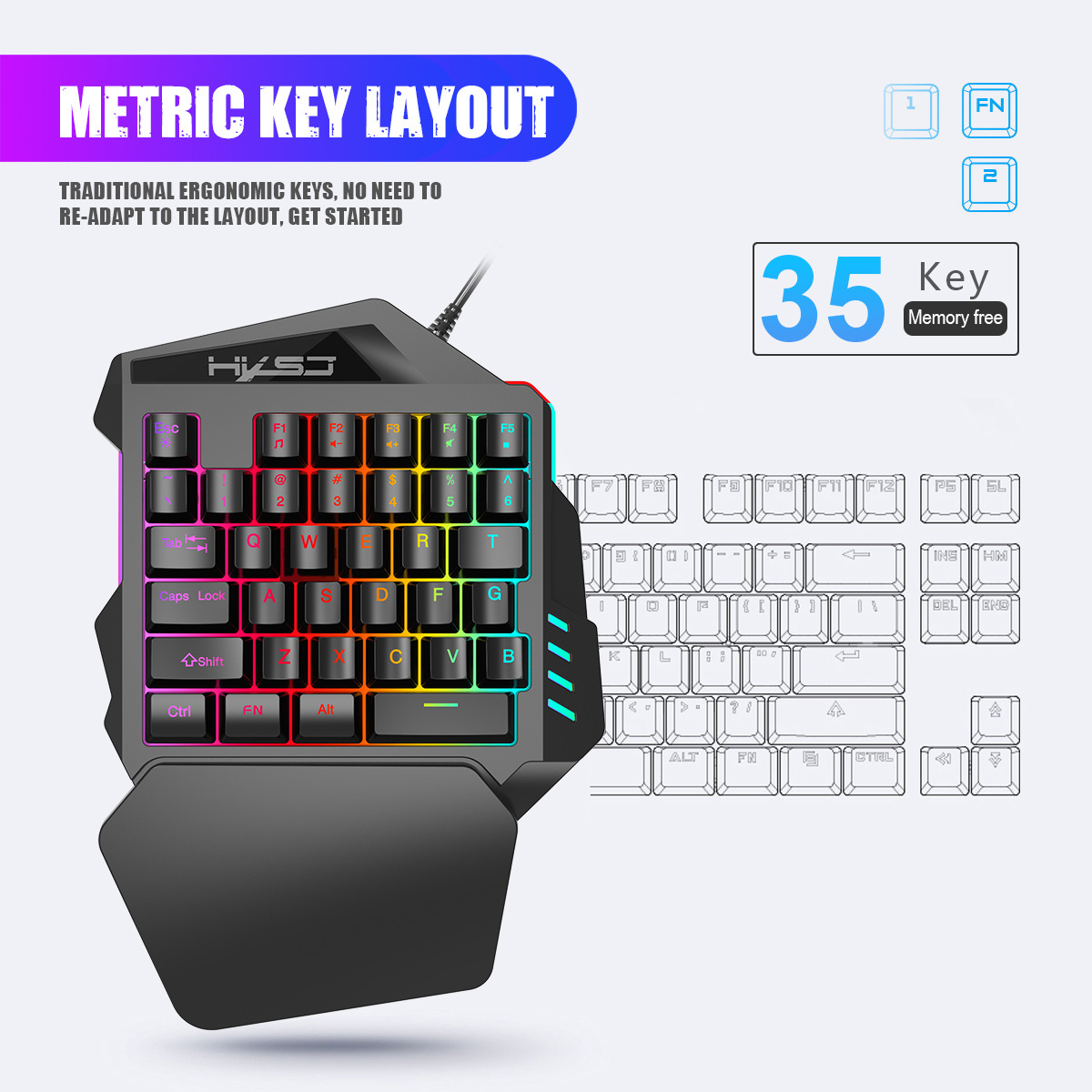 Teclado Gamer Compacto e Portá - Gaming Keyboard Half avaliação e preço