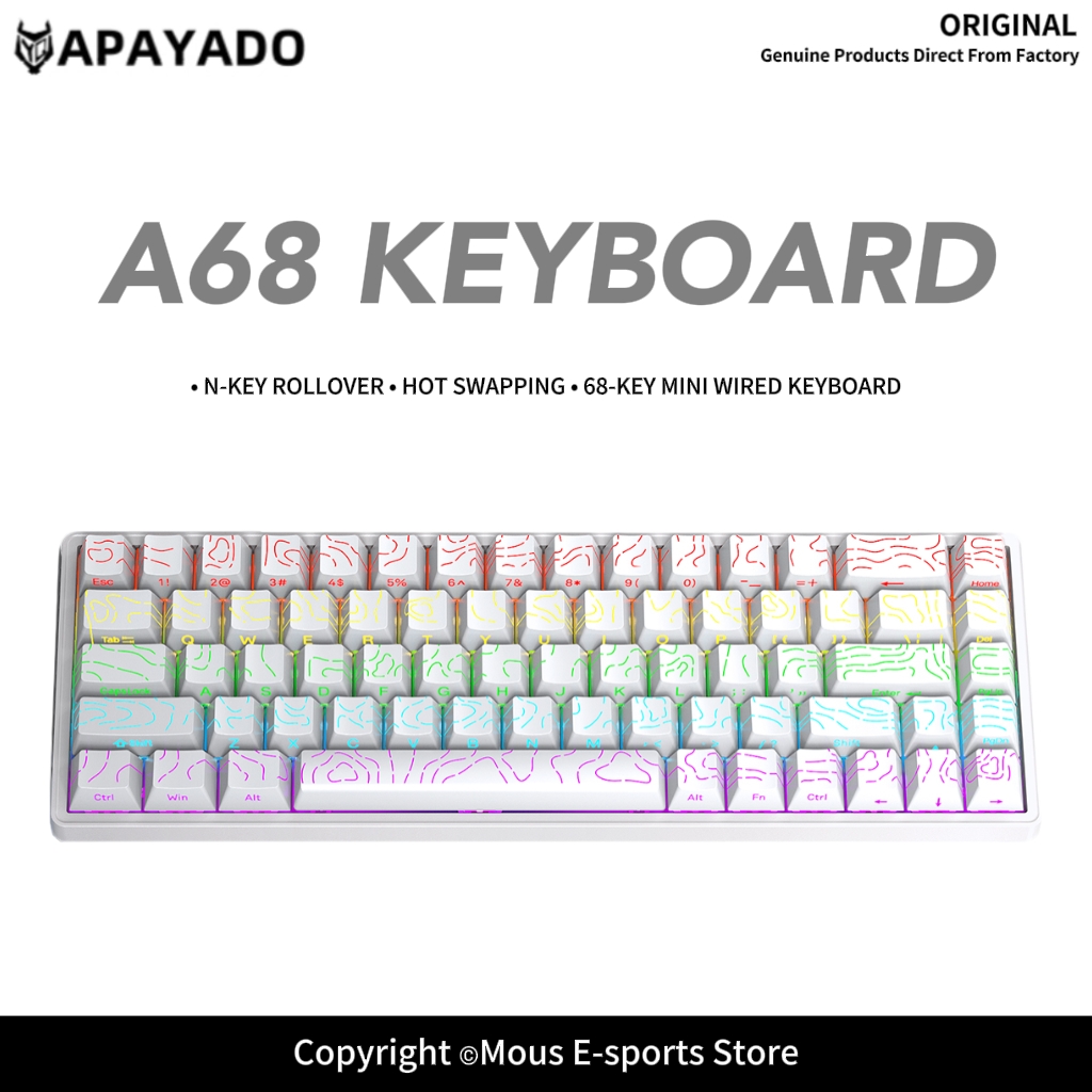Teclado Mecânico APAYADO A68 c - Gaming Keyboard Bundle avaliação e preço