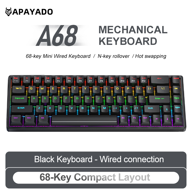 Teclado Mecânico APAYADO A68 c - Gaming Keyboard Bundle avaliação e preço
