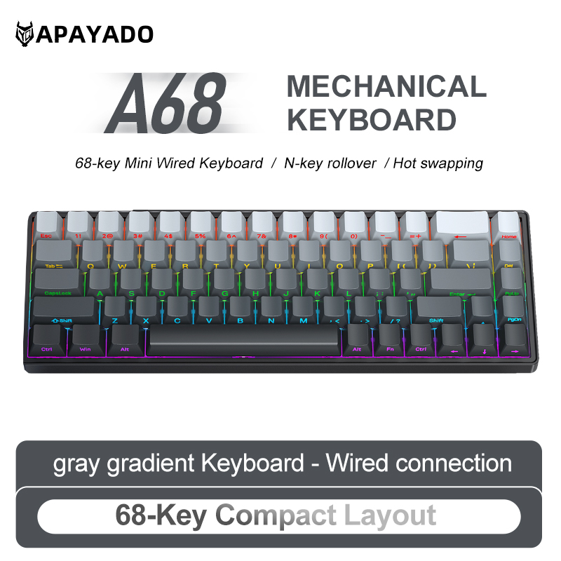 Teclado Mecânico APAYADO A68 c - Gaming Keyboard Bundle avaliação e preço